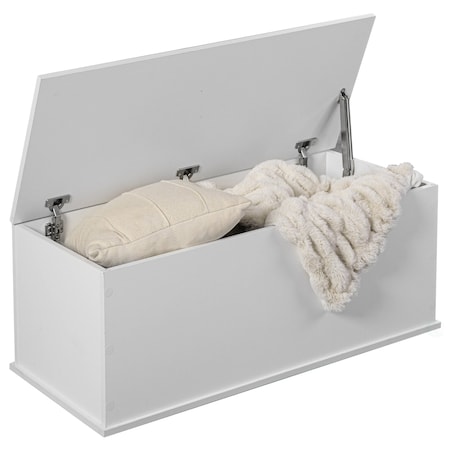 Basicwise Multi Purpose White Wooden Storage Box QI004689.WT